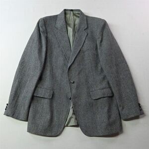 Vtg 911 Collection 40R Gray Herringbone Tweed Wool Blazer Suit Jacket Sport Coat
